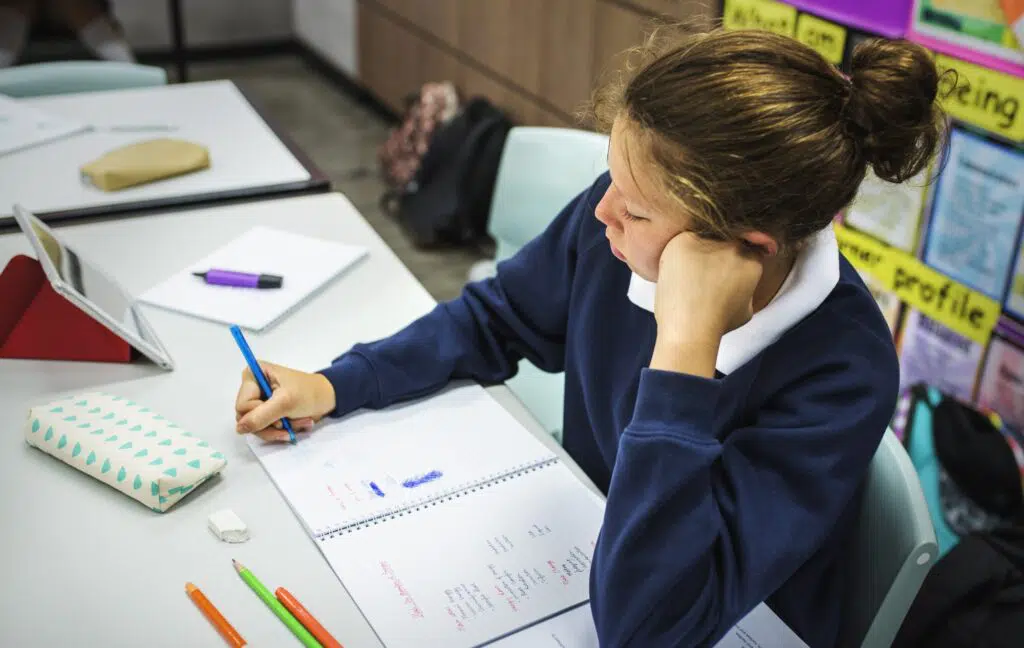 Student woman studying in the clsaarom